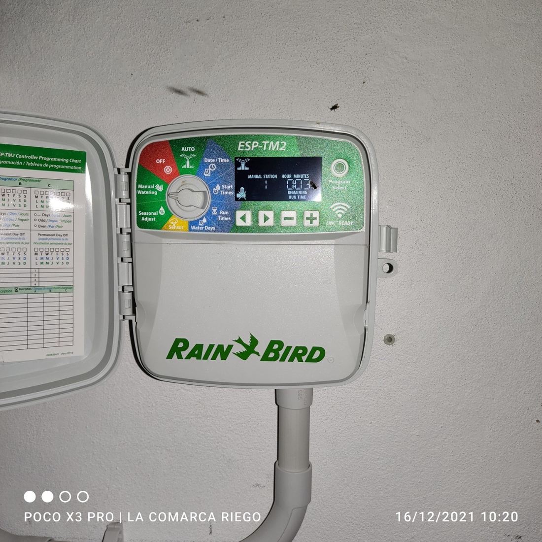 Tablero interior mostrando la configuración del programador maestro